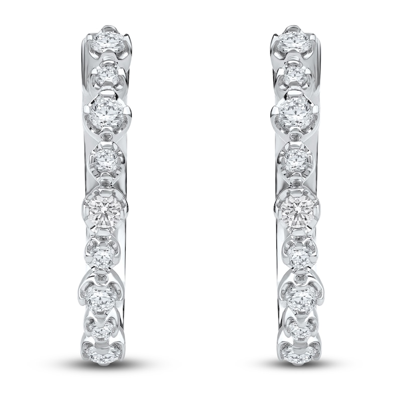 Main Image 1 of Lab-Grown Diamond Buttercup Hoop Earrings 1/3 ct tw 14K White Gold