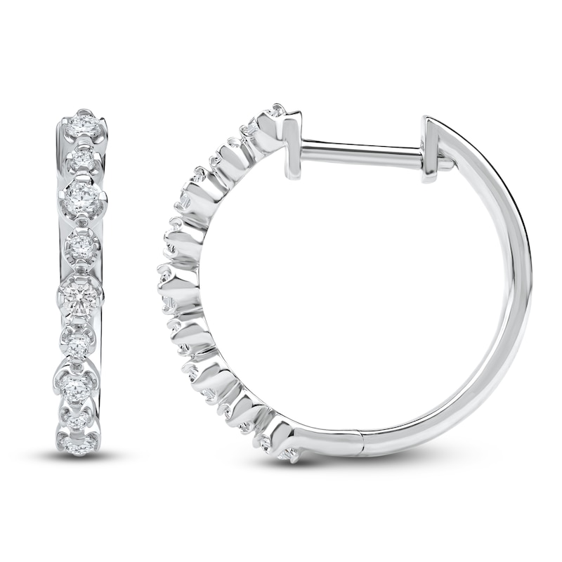Main Image 2 of Lab-Grown Diamond Buttercup Hoop Earrings 1/3 ct tw 14K White Gold