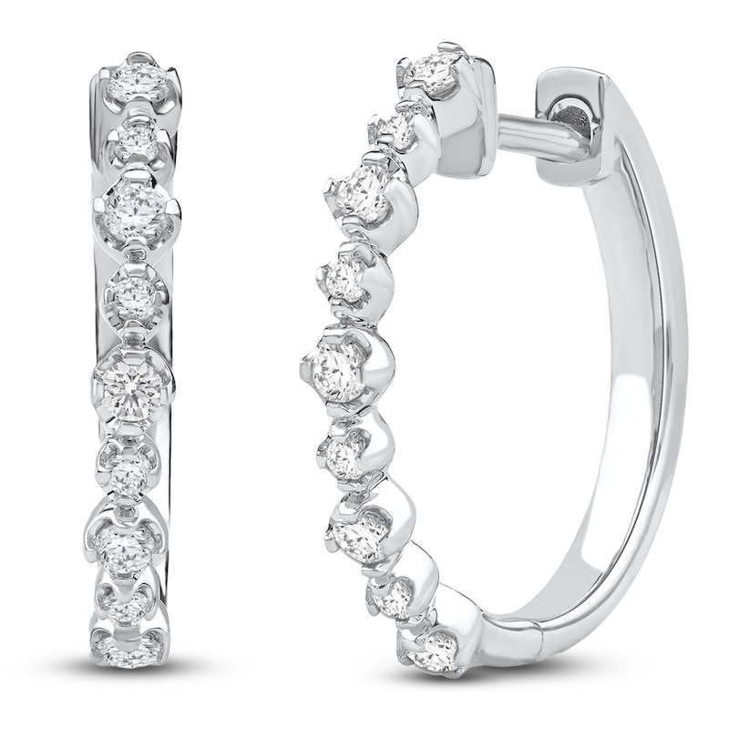 Main Image 3 of Lab-Grown Diamond Buttercup Hoop Earrings 1/3 ct tw 14K White Gold