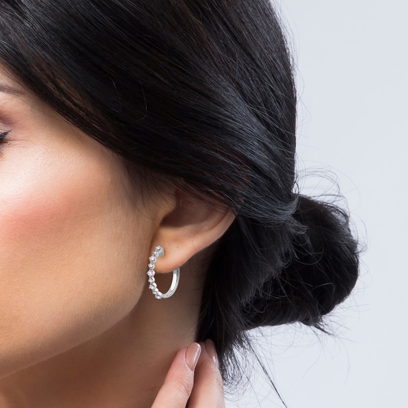 Main Image 5 of Lab-Grown Diamond Buttercup Hoop Earrings 1/3 ct tw 14K White Gold