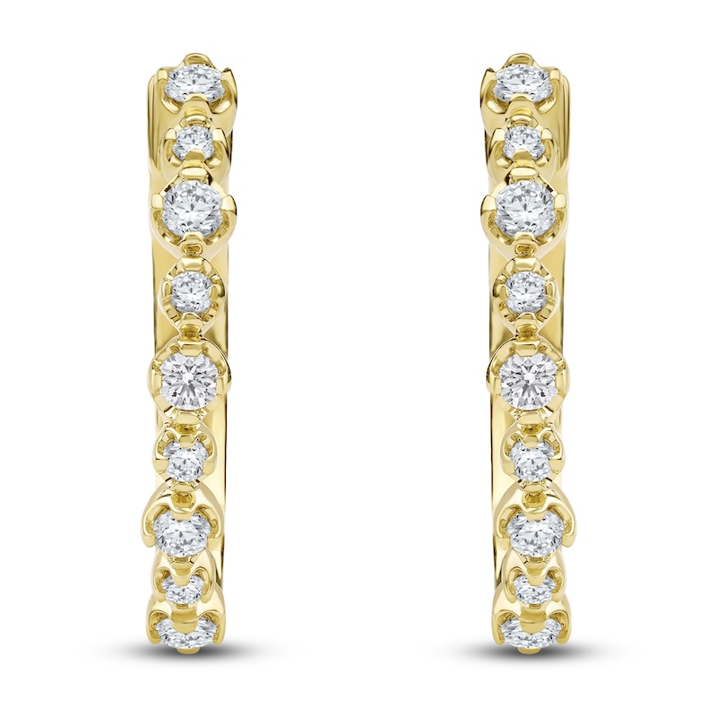 Main Image 1 of Lab-Grown Diamond Buttercup Hoop Earrings 1/3 ct tw 14K Yellow Gold