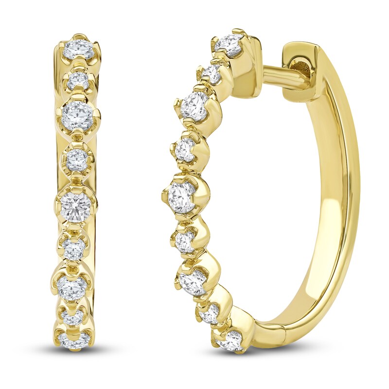 Main Image 3 of Lab-Grown Diamond Buttercup Hoop Earrings 1/3 ct tw 14K Yellow Gold
