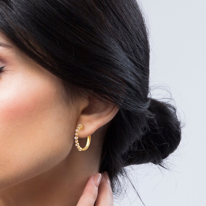 Main Image 5 of Lab-Grown Diamond Buttercup Hoop Earrings 1/3 ct tw 14K Yellow Gold