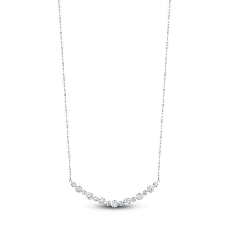 Main Image 1 of Lab-Grown Diamond Buttercup Smile Necklace 1 ct tw 14K White Gold 18"