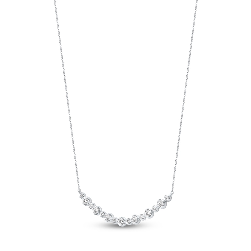 Main Image 2 of Lab-Grown Diamond Buttercup Smile Necklace 1 ct tw 14K White Gold 18"