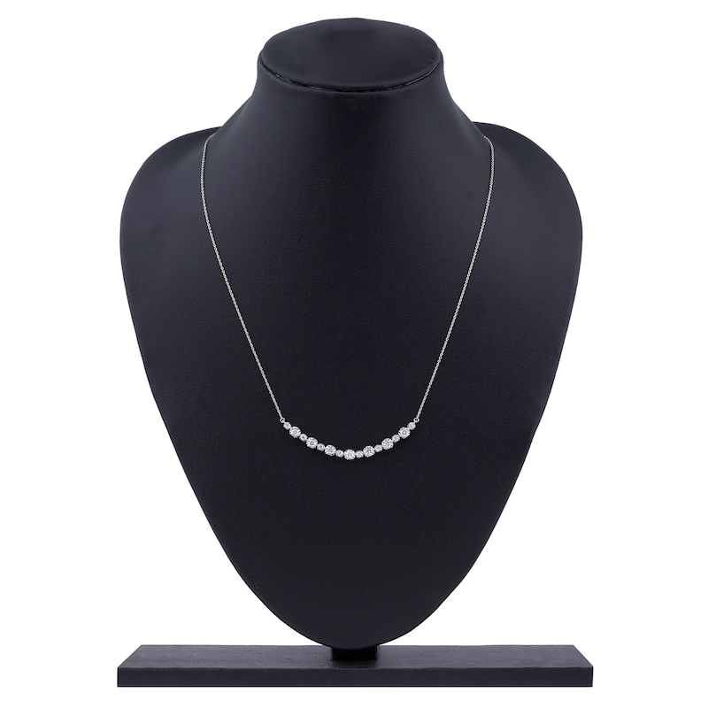 Main Image 5 of Lab-Grown Diamond Buttercup Smile Necklace 1 ct tw 14K White Gold 18"