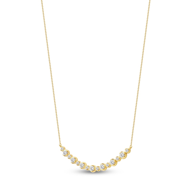 Main Image 2 of Lab-Grown Diamond Buttercup Smile Necklace 1 ct tw 14K Yellow Gold 18"