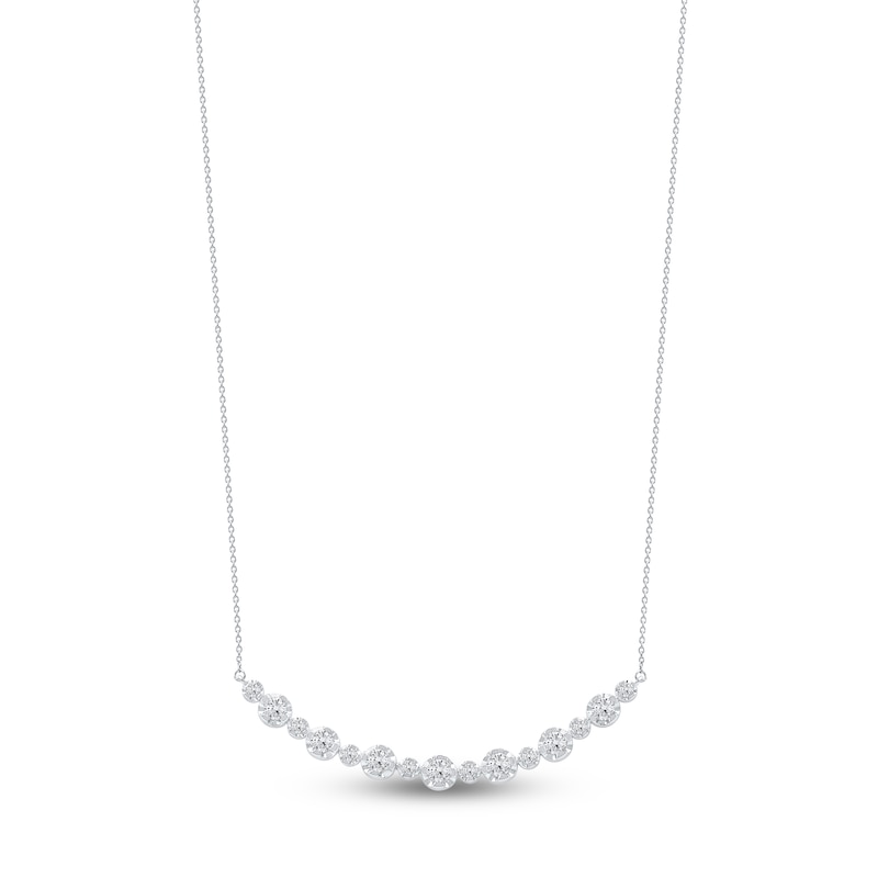 Main Image 1 of Lab-Grown Diamond Buttercup Smile Necklace 2 ct tw 14K White Gold 18"