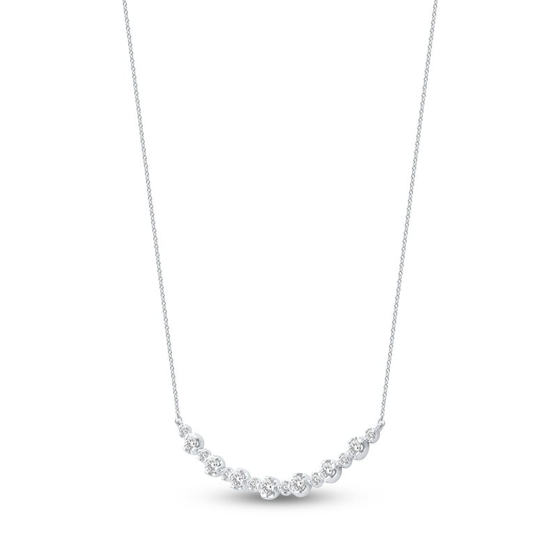 Main Image 2 of Lab-Grown Diamond Buttercup Smile Necklace 2 ct tw 14K White Gold 18"