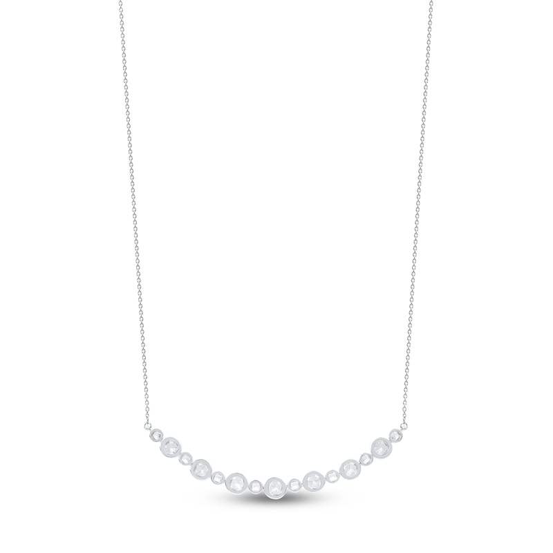 Main Image 3 of Lab-Grown Diamond Buttercup Smile Necklace 2 ct tw 14K White Gold 18"