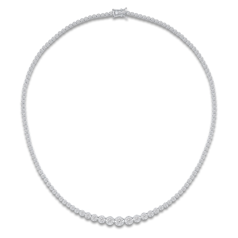 Main Image 1 of Lab-Grown Diamond Riviera Necklace 6 ct tw 14K White Gold 18"