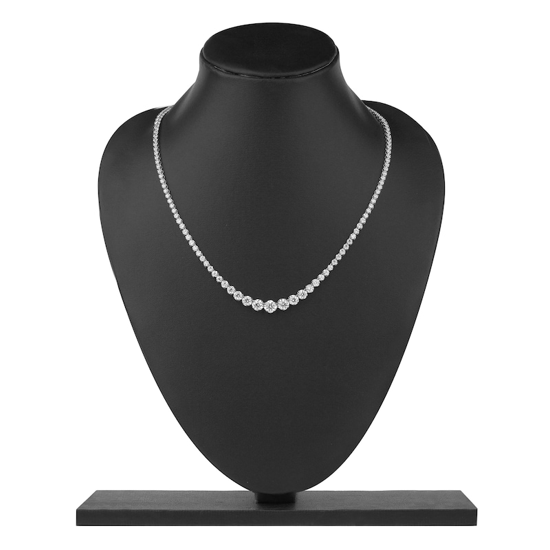 Main Image 4 of Lab-Grown Diamond Riviera Necklace 6 ct tw 14K White Gold 18"