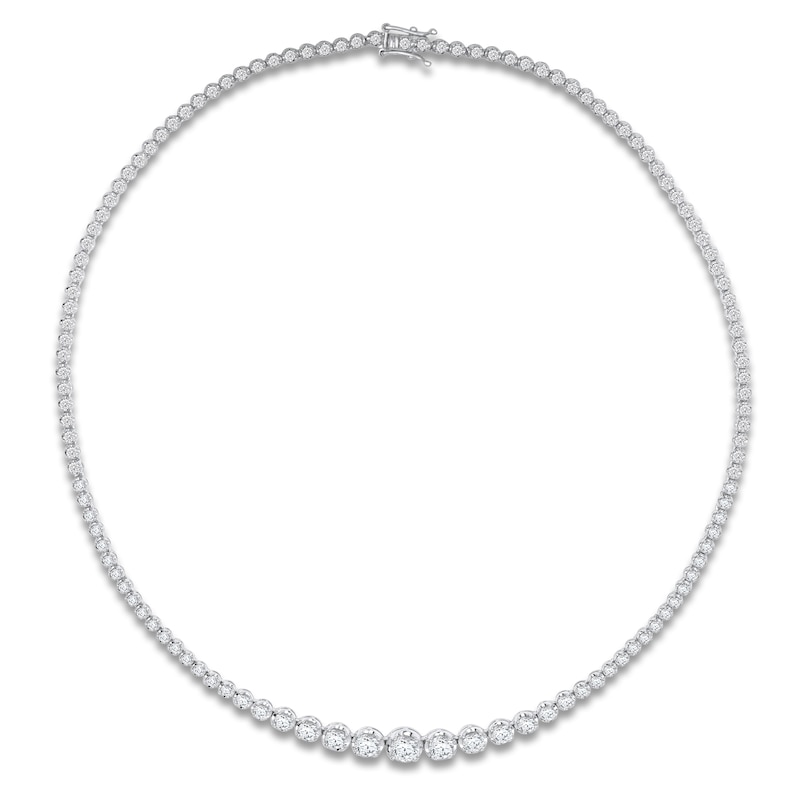 Main Image 1 of Lab-Grown Diamond Riviera Necklace 8 ct tw 14K White Gold 18"