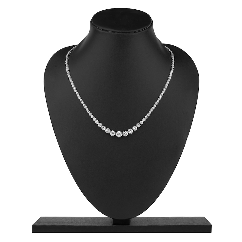 Main Image 4 of Lab-Grown Diamond Riviera Necklace 8 ct tw 14K White Gold 18"