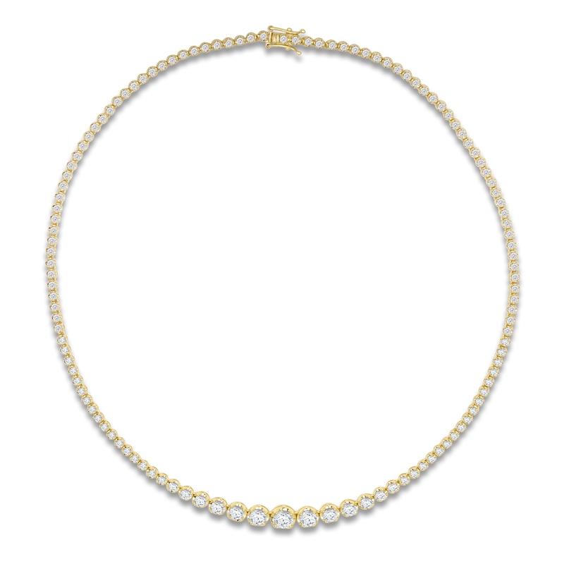 Main Image 1 of Lab-Grown Diamond Riviera Necklace 8 ct tw 14K Yellow Gold 18"