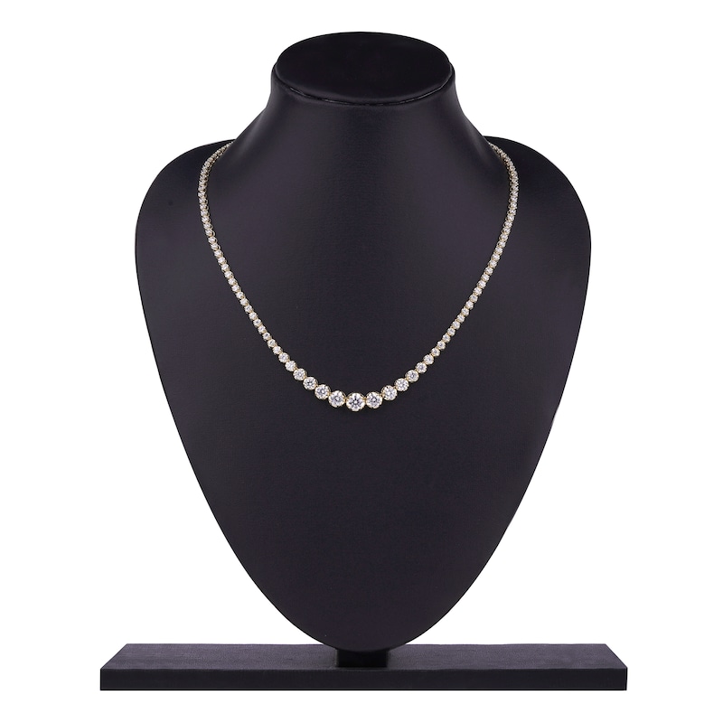Main Image 4 of Lab-Grown Diamond Riviera Necklace 8 ct tw 14K Yellow Gold 18"