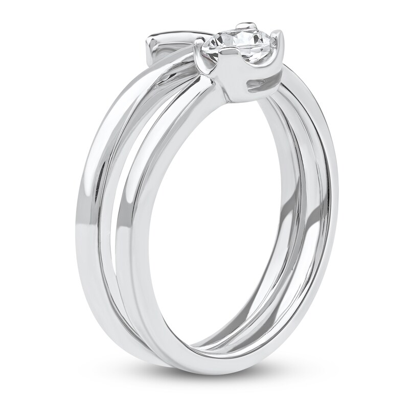 Main Image 2 of Lab-Grown Diamond Solitaire Buttercup Spiral Ring 1/2 ct tw 14K White Gold