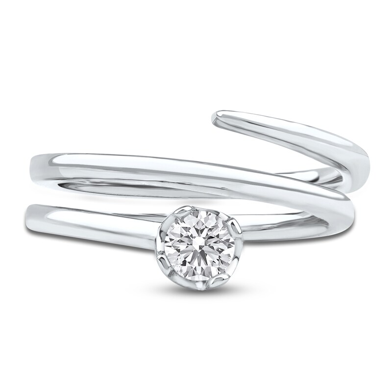 Main Image 3 of Lab-Grown Diamond Solitaire Buttercup Spiral Ring 1/2 ct tw 14K White Gold