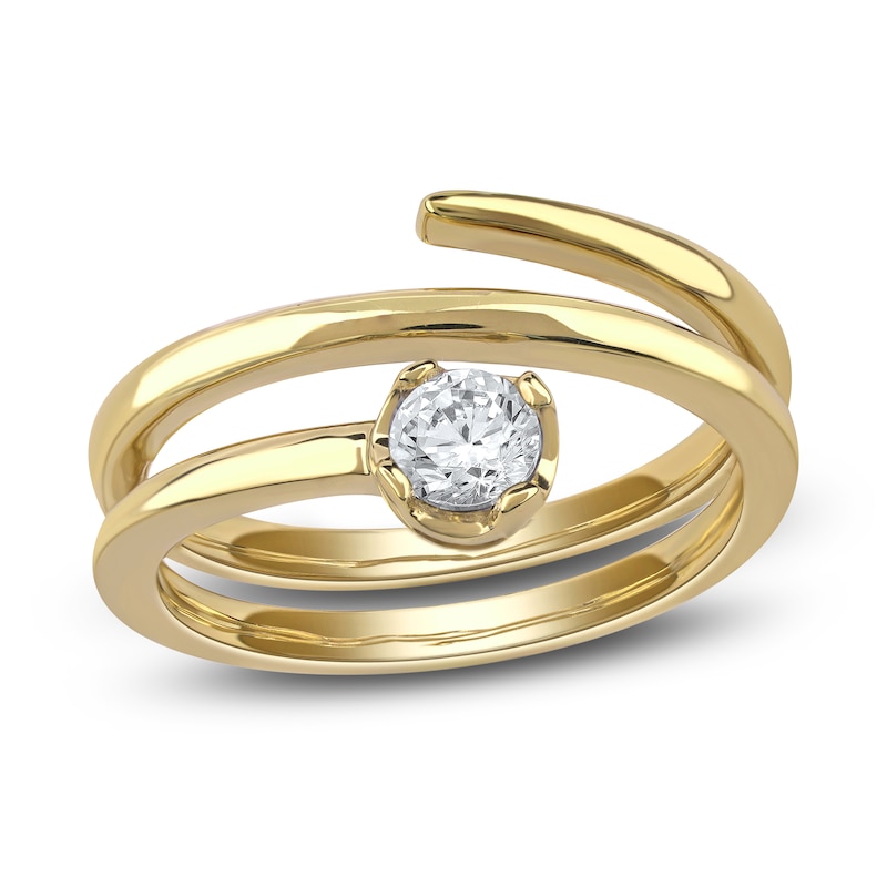 Main Image 1 of Lab-Grown Diamond Solitaire Buttercup Spiral Ring 1/2 ct tw 14K Yellow Gold