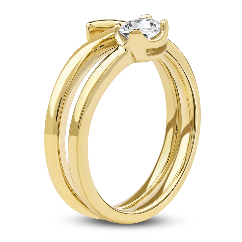 Main Image 2 of Lab-Grown Diamond Solitaire Buttercup Spiral Ring 1/2 ct tw 14K Yellow Gold