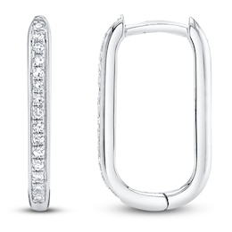 Shy Creation Diamond Curved Hoop Earrings 1/15 ct tw 14K White Gold J-SC55014488H0.60