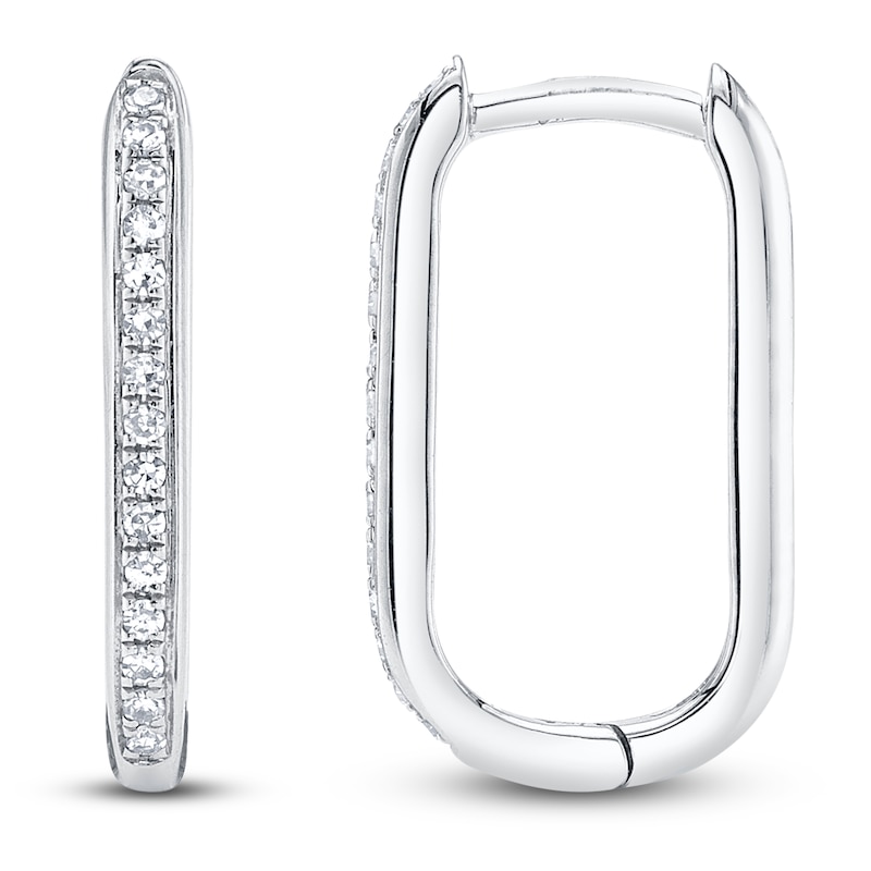 Main Image 1 of Shy Creation Diamond Curved Hoop Earrings 1/15 ct tw 14K White Gold J-SC55014488H0.60