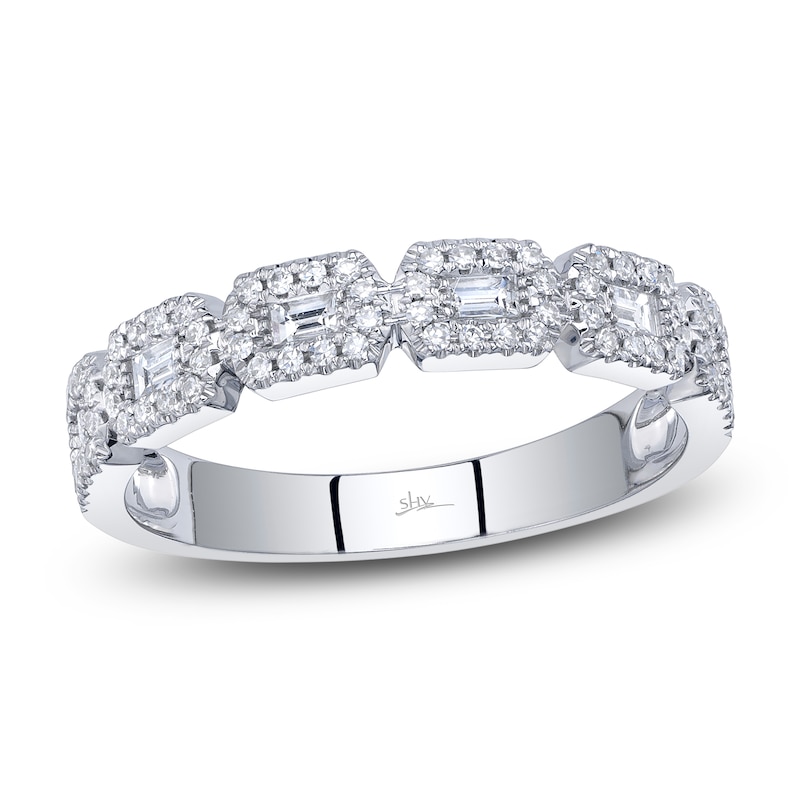 Main Image 1 of Shy Creation Baguette & Round-Cut Diamond Ring 3/8 ct tw 14K White Gold SC55011258Z7