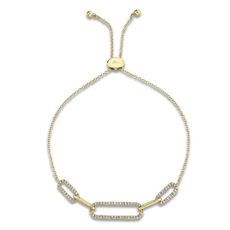 Main Image 1 of Shy Creation Diamond Paperclip Link Bolo Bracelet 1/5 ct tw 14K Yellow Gold 9" J-SC55011657