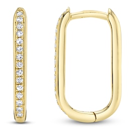 Shy Creation Diamond Curved Hoop Earrings 1/15 ct tw 14K Yellow Gold J-SC55011258