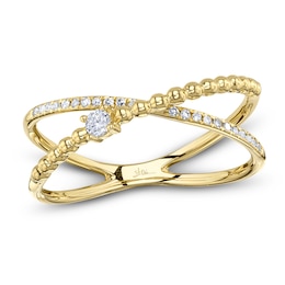 Shy Creation Diamond Beaded Orbit Ring 1/10 ct tw 14K Yellow Gold SC55019639Z7