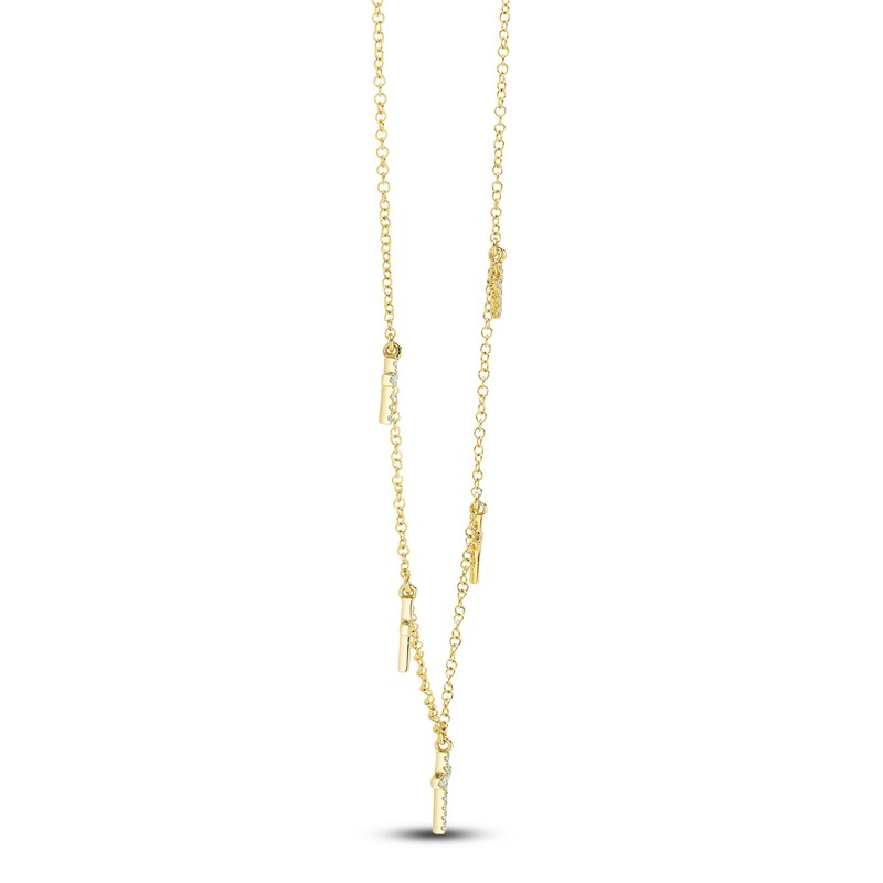 Main Image 2 of Shy Creation Diamond Cross Station Necklace 1/15 ct tw 14K Yellow Gold 18" SC55020244