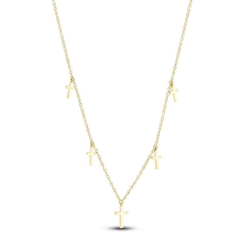 Main Image 3 of Shy Creation Diamond Cross Station Necklace 1/15 ct tw 14K Yellow Gold 18" SC55020244