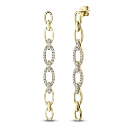 Shy Creation Diamond Chain Link Drop Earrings 1 ct tw 14K Yellow Gold J-SC55021236
