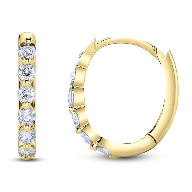 Main Image 1 of Shy Creation Diamond Hoop Earrings 1/4 ct tw 14K Yellow Gold J-SC55021642