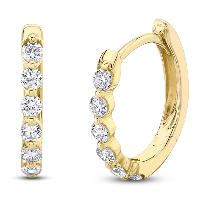Main Image 2 of Shy Creation Diamond Hoop Earrings 1/4 ct tw 14K Yellow Gold J-SC55021642