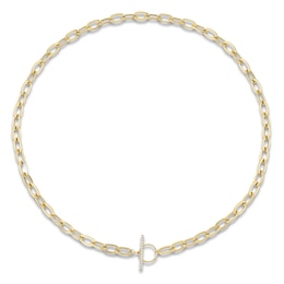 Shy Creation Diamond Toggle Necklace 1/8 ct tw 14K Yellow Gold 18" SC55022370V2