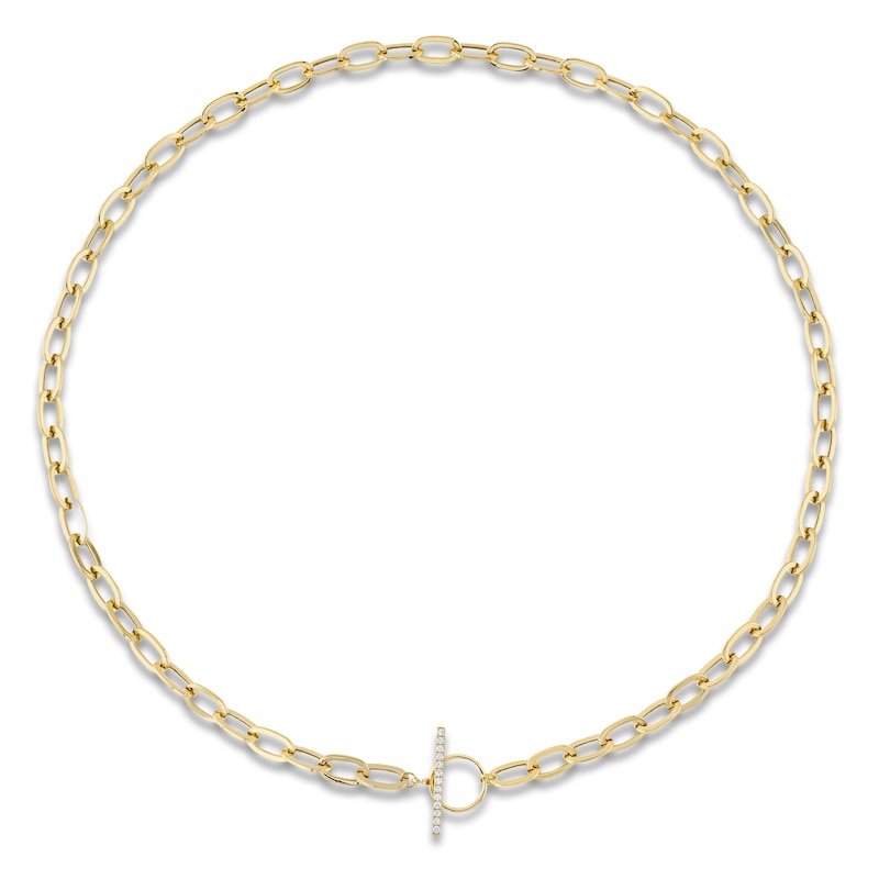 Main Image 1 of Shy Creation Diamond Toggle Necklace 1/8 ct tw 14K Yellow Gold 18" SC55022370V2