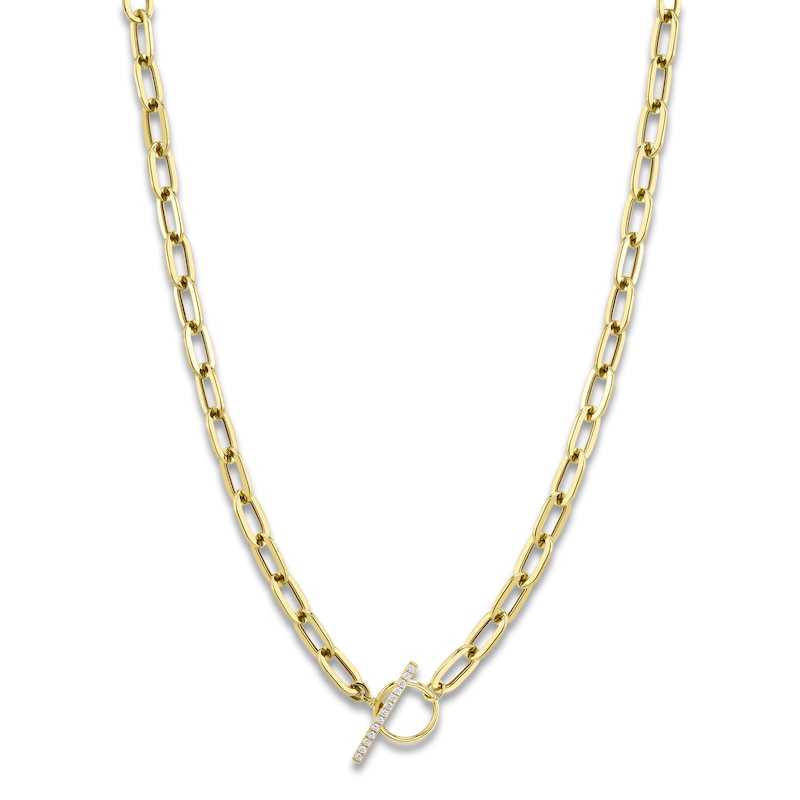 Main Image 2 of Shy Creation Diamond Toggle Necklace 1/8 ct tw 14K Yellow Gold 18" SC55022370V2