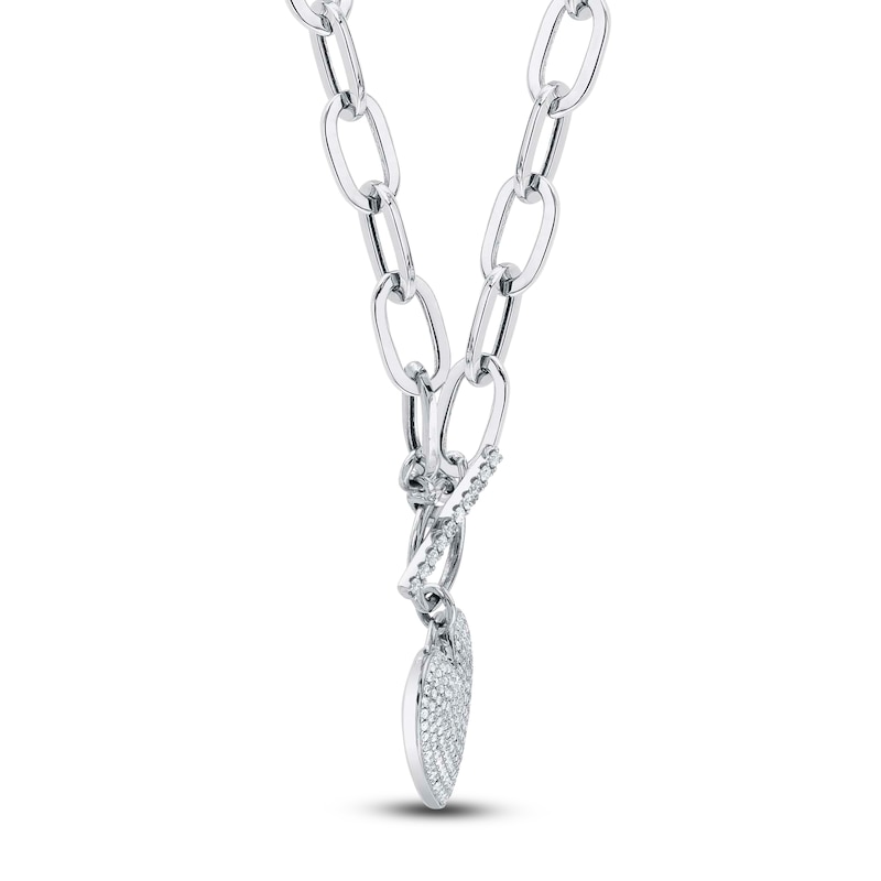 Main Image 2 of Shy Creation Diamond Heart Toggle Necklace 1/2 ct tw 14K White Gold 18" J-SC55022369