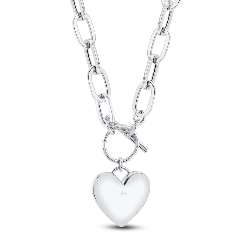 Main Image 3 of Shy Creation Diamond Heart Toggle Necklace 1/2 ct tw 14K White Gold 18" J-SC55022369