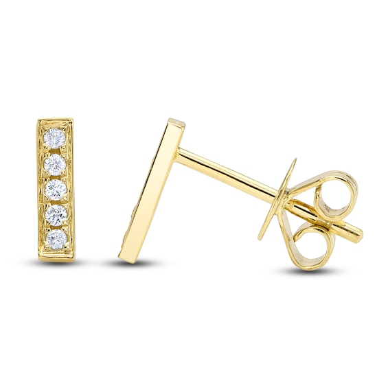 Shy Creation Diamond Vertical Bar Earrings 1/20 ct tw 14K Yellow Gold SC55002206