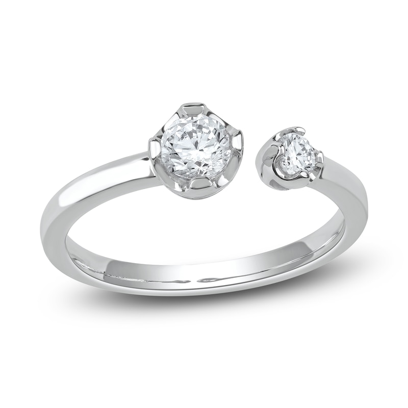 Main Image 1 of Lab-Grown Diamond Buttercup Open Cuff Ring 1/2 ct tw 14K White Gold