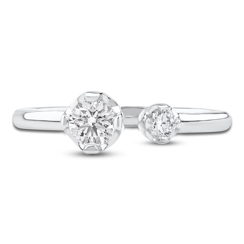 Main Image 3 of Lab-Grown Diamond Buttercup Open Cuff Ring 1/2 ct tw 14K White Gold