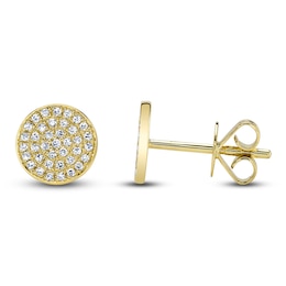 Shy Creation Diamond Circle Stud Earrings 1/8 ct tw 14K Yellow Gold SC55002270