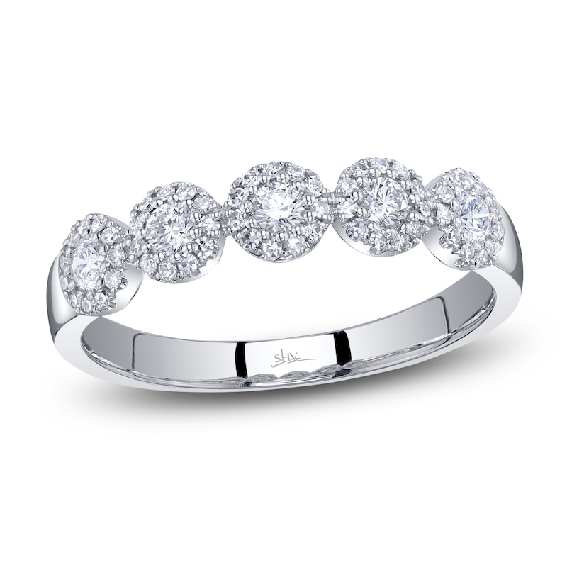 Main Image 1 of Shy Creation Diamond Halo Five-Stone Ring 1/3 ct tw 14K White Gold SC55002621Z7