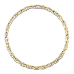 Shy Creation Diamond Alternating Link Necklace 8-1/8 ct tw 14K Yellow Gold 16" SC55014094Z16