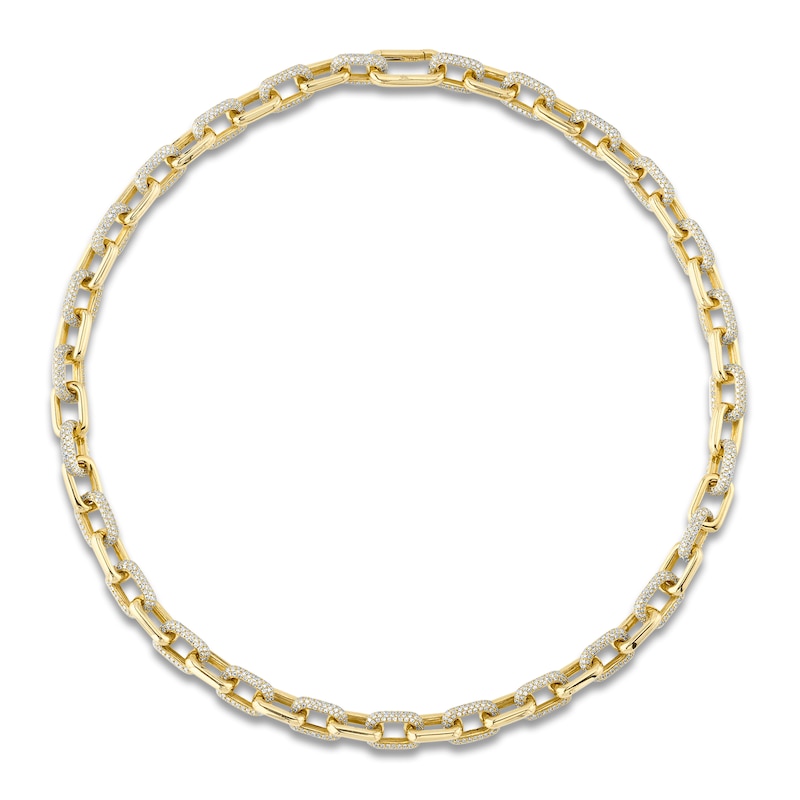 Main Image 1 of Shy Creation Diamond Alternating Link Necklace 8-1/8 ct tw 14K Yellow Gold 16" SC55014094Z16
