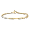 Thumbnail Image 1 of Shy Creation Diamond Line & Paperclip Bracelet 5/8 ct tw 14K Yellow Gold 7" SC55024348