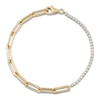 Thumbnail Image 2 of Shy Creation Diamond Line & Paperclip Bracelet 5/8 ct tw 14K Yellow Gold 7" SC55024348