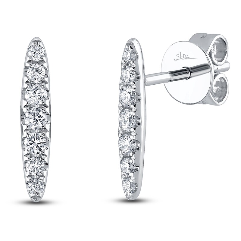 Main Image 2 of Shy Creation Diamond Tapered Bar Earrings 1/6 ct tw 14K White Gold SC55024840
